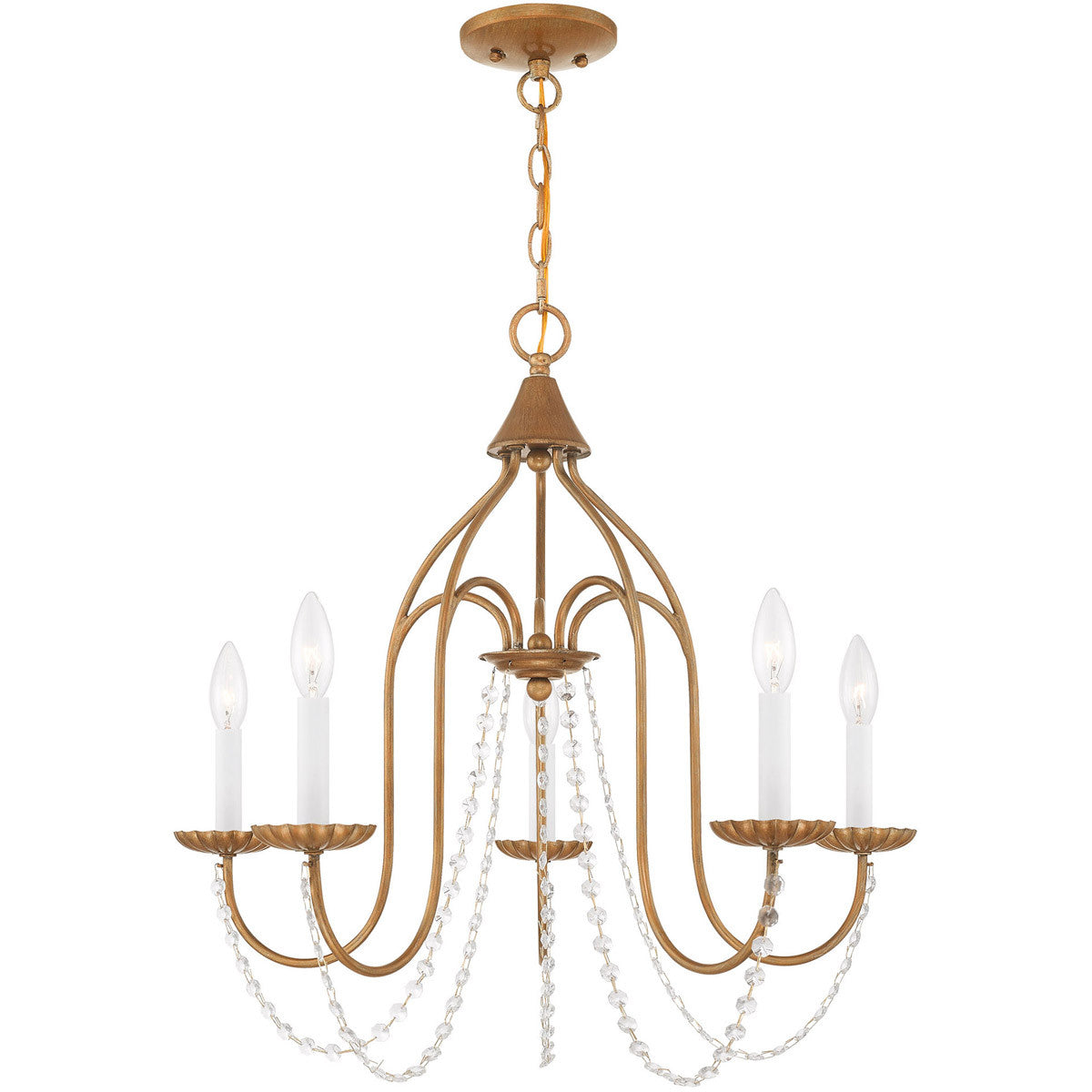 Livex Lighting Alessia Collection 5 Lt Antique Gold Leaf Chandelier in Antique Gold Leaf 40795-48