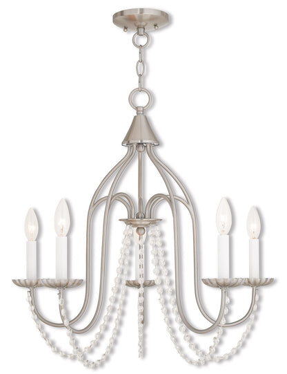 Livex Lighting Alessia Collection 5 Light Brushed Nickel Chandelier in Brushed Nickel 40795-91