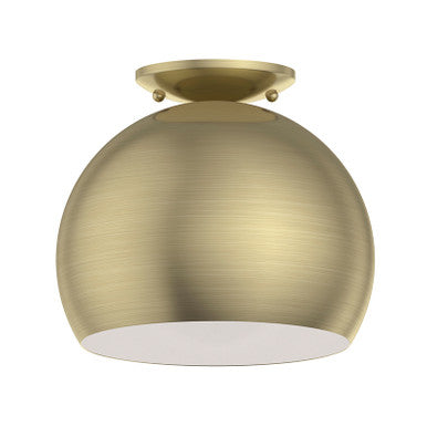 Livex Lighting Piedmont Collection  1 Light Antique Brass Flush Mount in Antique Brass 40800-01