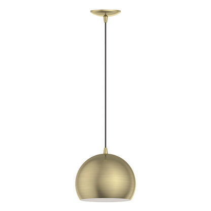 Livex Lighting Piedmont Collection  1 Light Antique Brass Pendant in Antique Brass 40801-01