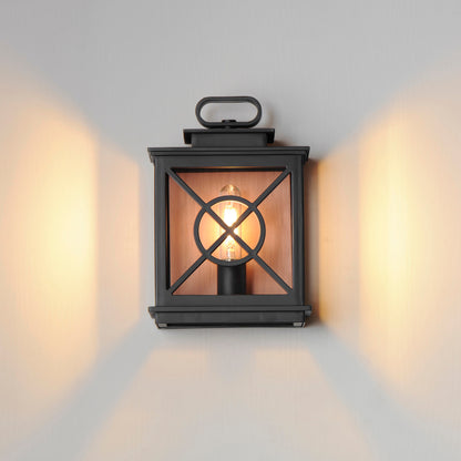 Maxim Yorktown VX 1-Light Outdoor Pocket Sconce in Black/Aged Copper 40802CLACPBK