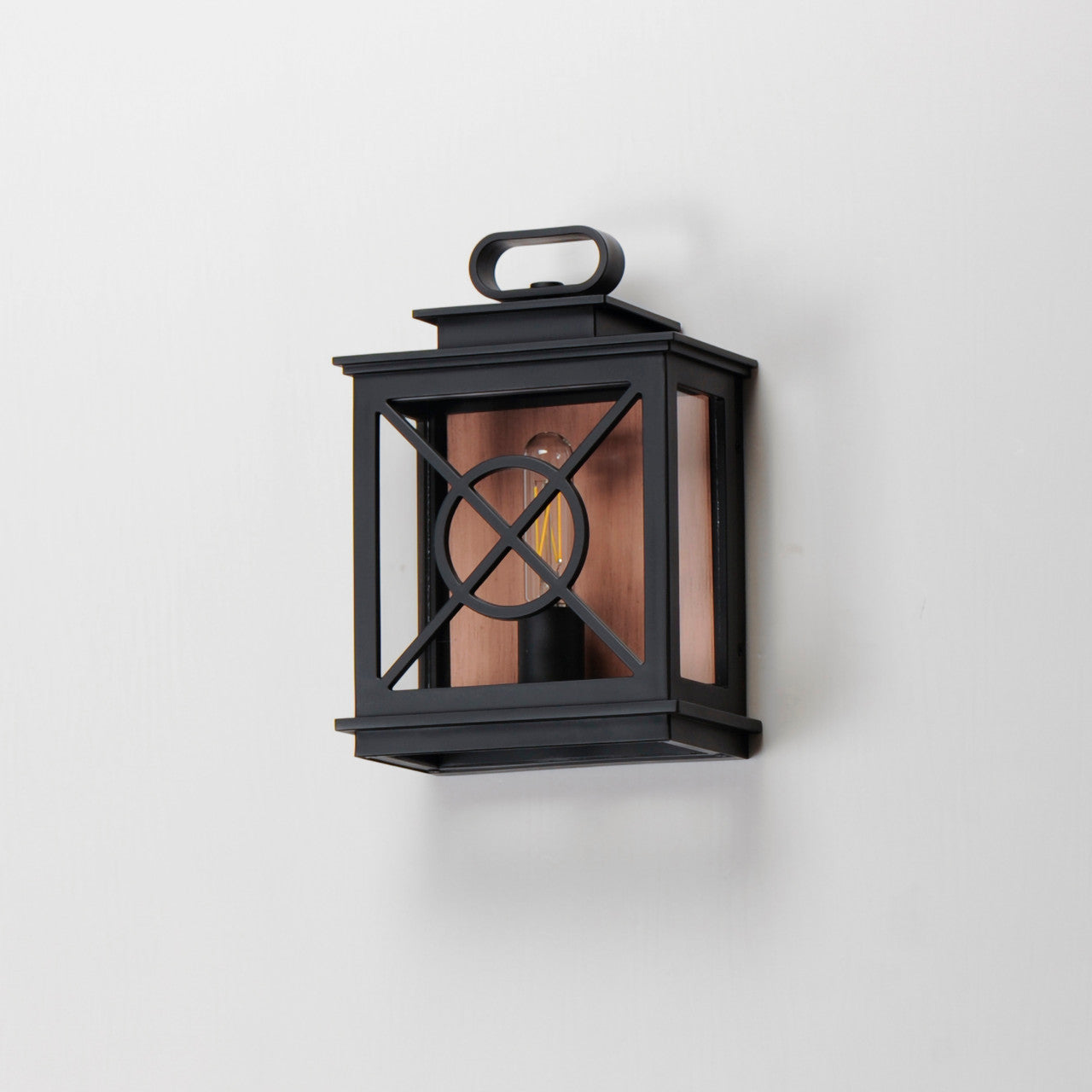 Maxim Yorktown VX 1-Light Outdoor Pocket Sconce in Black/Aged Copper 40802CLACPBK