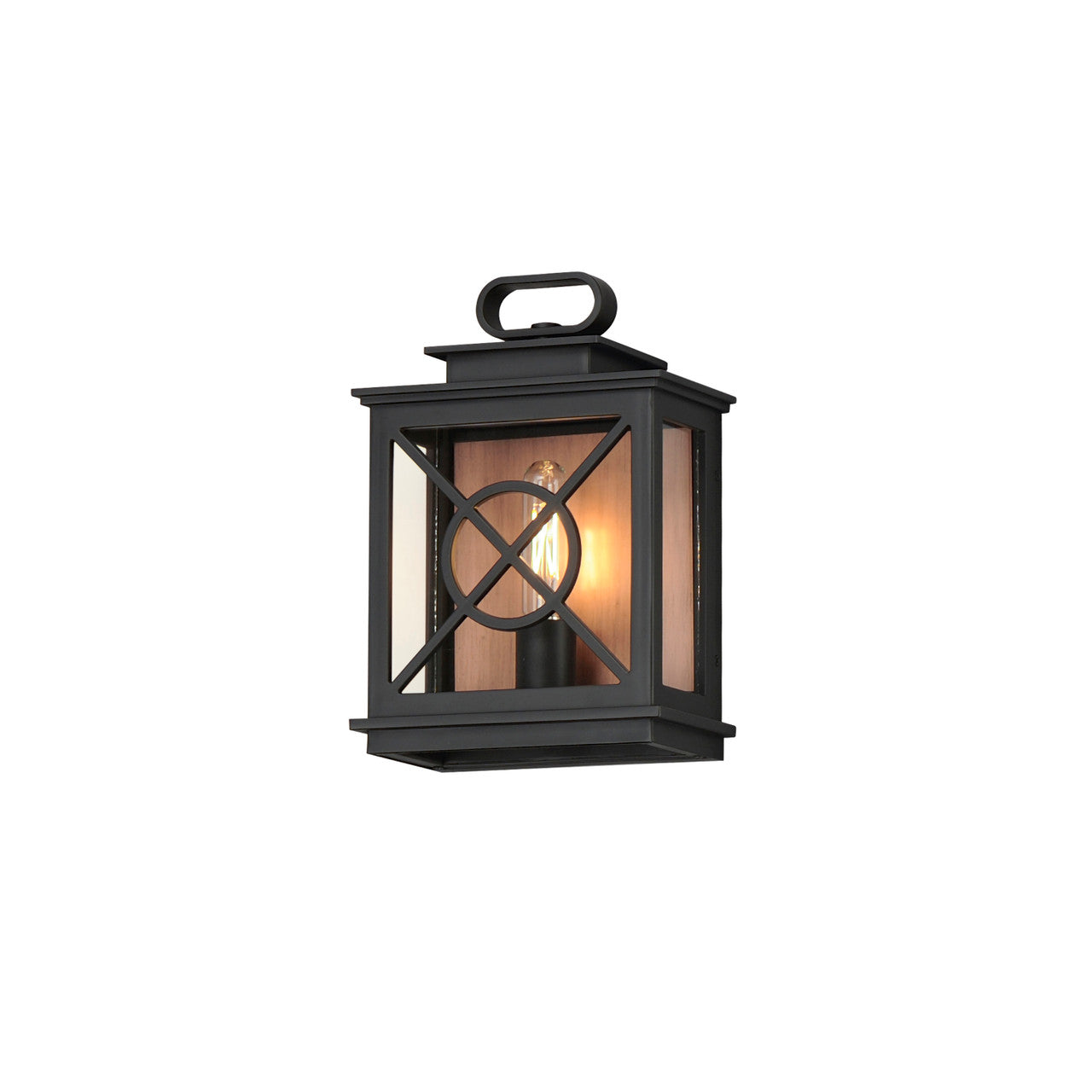 Maxim Yorktown VX 1-Light Outdoor Pocket Sconce in Black/Aged Copper 40802CLACPBK