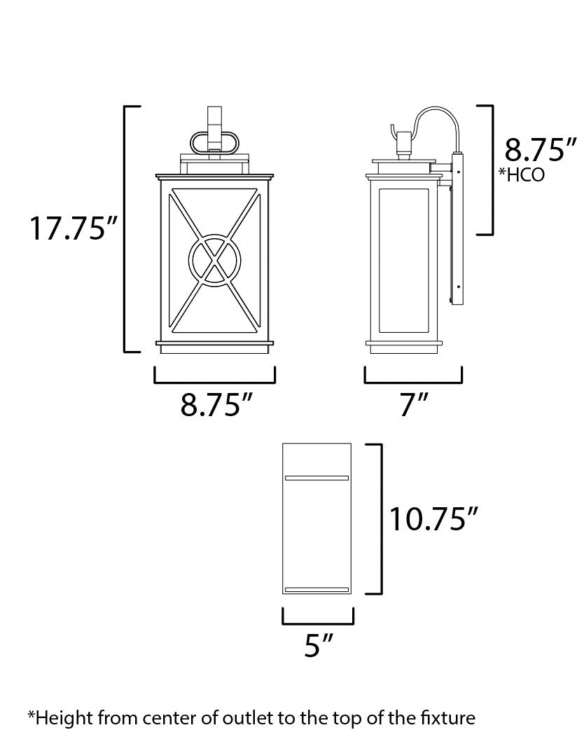 Maxim Yorktown VX 1-Light Outdoor Wall Sconce in Black/Aged Copper 40804CLACPBK