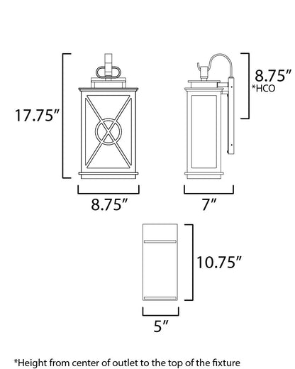 Maxim Yorktown VX 1-Light Outdoor Wall Sconce in Black/Aged Copper 40804CLACPBK