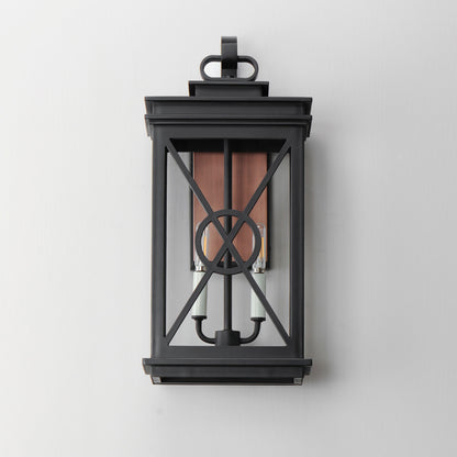 Maxim Yorktown VX 2-Light Outdoor Wall Sconce in Black/Aged Copper 40806CLACPBK