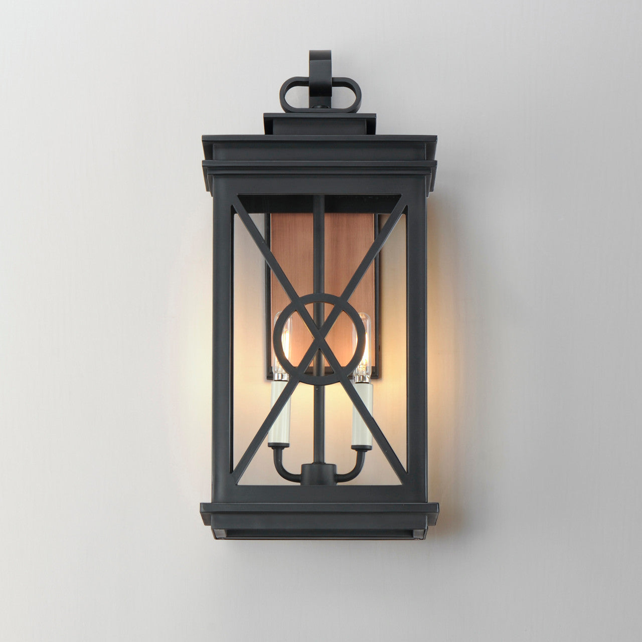 Maxim Yorktown VX 2-Light Outdoor Wall Sconce in Black/Aged Copper 40806CLACPBK