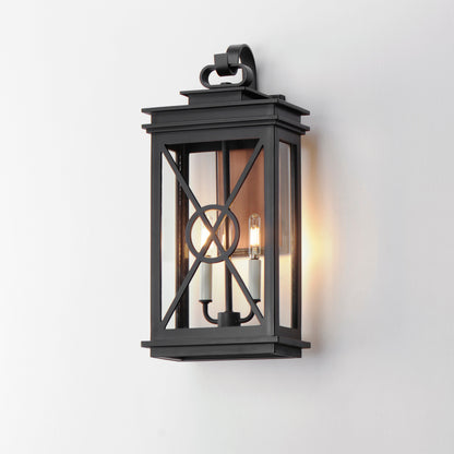 Maxim Yorktown VX 2-Light Outdoor Wall Sconce in Black/Aged Copper 40806CLACPBK