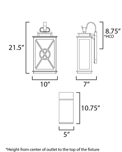 Maxim Yorktown VX 2-Light Outdoor Wall Sconce in Black/Aged Copper 40806CLACPBK