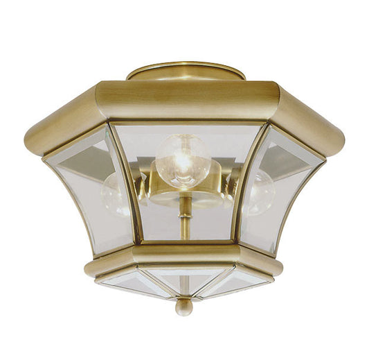 Livex Lighting Monterey Collection 3 Light Antique Brass Ceiling Mount in Antique Brass 4083-01