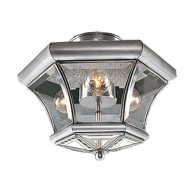 Livex Lighting Monterey Collection 3 Light Brushed Nickel Ceiling Mount in Brushed Nickel 4083-91