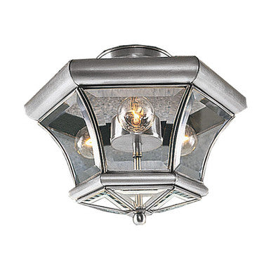 Livex Lighting Monterey Collection 3 Light Brushed Nickel Ceiling Mount in Brushed Nickel 4083-91