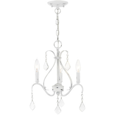 Livex Lighting Caterina Collection 3 Lt Antique White Chandelier  in Antique White with Clear Crystals 40843-60