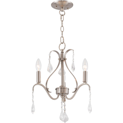 Livex Lighting Caterina Collection 3 Light Brushed Nickel Mini Chandelier in Brushed Nickel 40843-91