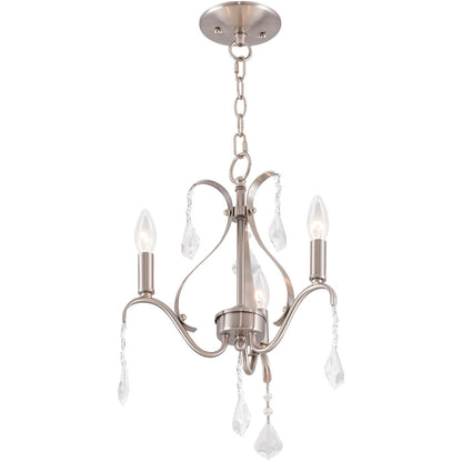 Livex Lighting Caterina Collection 3 Light Brushed Nickel Mini Chandelier in Brushed Nickel 40843-91