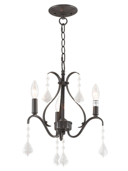 Livex Lighting Caterina Collection 3 Light English Bronze Mini Chandelier in English Bronze 40843-92