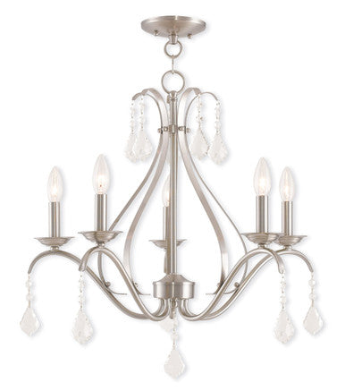 Livex Lighting Caterina Collection 5 Light Brushed Nickel Chandelier in Brushed Nickel 40845-91