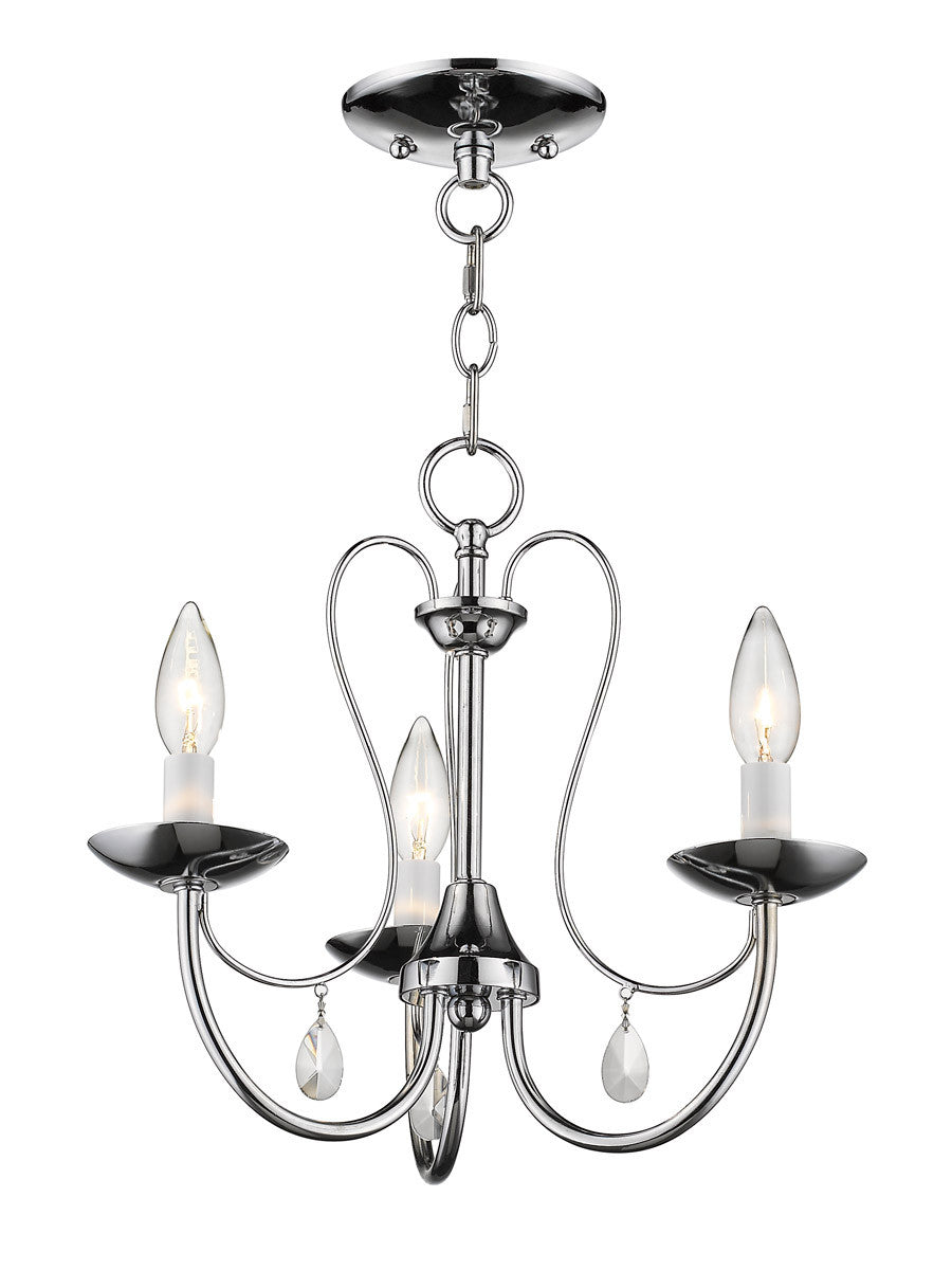 Livex Lighting Mirabella Collection 3 Light Polished Chrome Chandelier in Polished Chrome 40863-05