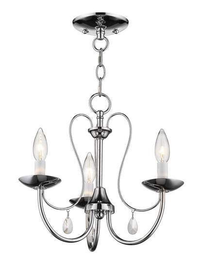 Livex Lighting Mirabella Collection 3 Light Polished Chrome Chandelier in Polished Chrome 40863-05