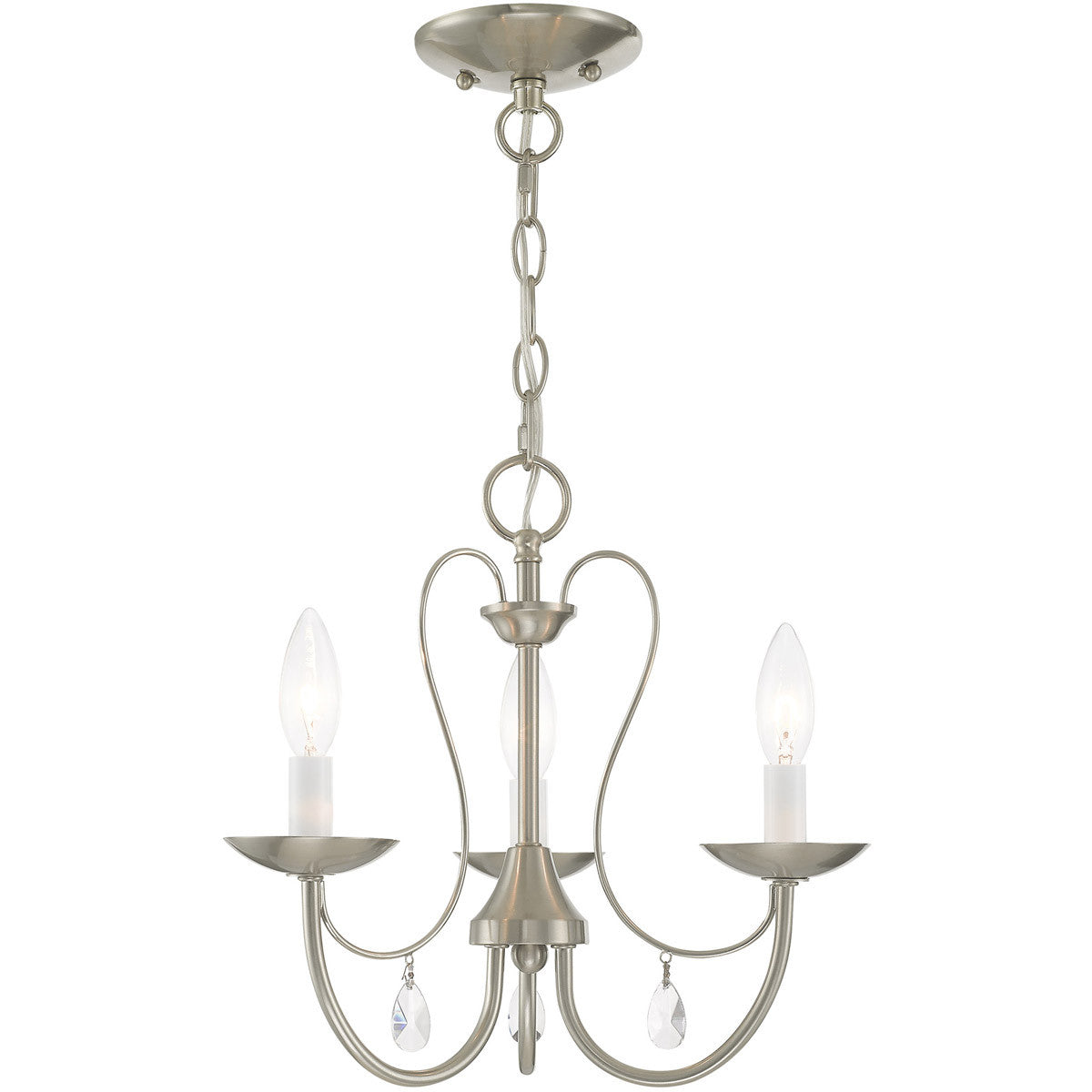 Livex Lighting Mirabella Collection 3 Light Brushed Nickel Chandelier in Brushed Nickel 40863-91