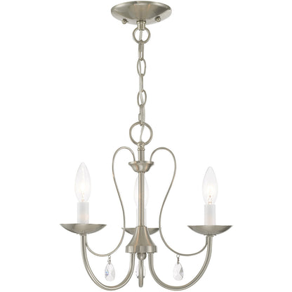 Livex Lighting Mirabella Collection 3 Light Brushed Nickel Chandelier in Brushed Nickel 40863-91