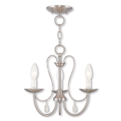 Livex Lighting Mirabella Collection 3 Light Brushed Nickel Chandelier in Brushed Nickel 40863-91