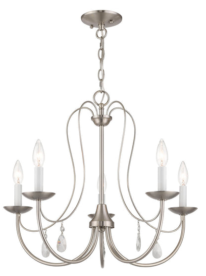 Livex Lighting Mirabella Collection 5 Light Brushed Nickel Chandelier in Brushed Nickel 40865-91