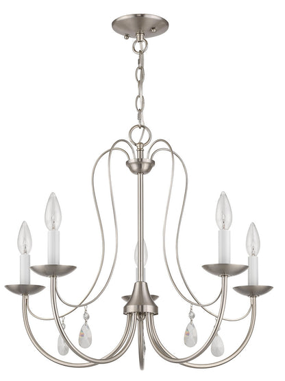 Livex Lighting Mirabella Collection 5 Light Brushed Nickel Chandelier in Brushed Nickel 40865-91