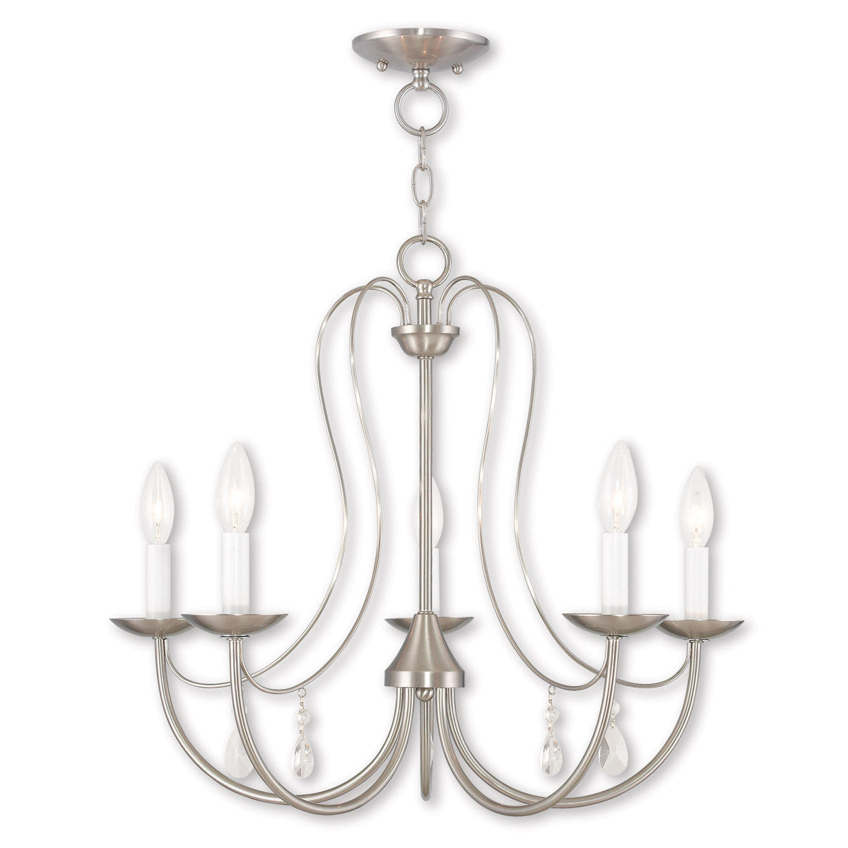 Livex Lighting Mirabella Collection 5 Light Brushed Nickel Chandelier in Brushed Nickel 40865-91