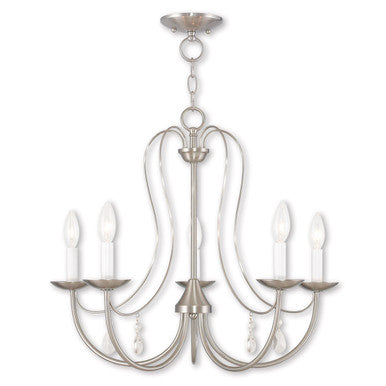 Livex Lighting Mirabella Collection 5 Light Brushed Nickel Chandelier in Brushed Nickel 40865-91