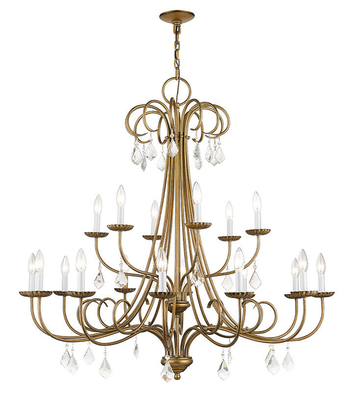 Livex Lighting Daphne Collection 18 Light Antique Gold Leaf Extra Large Chandelier with Clear Crystals 40870-48