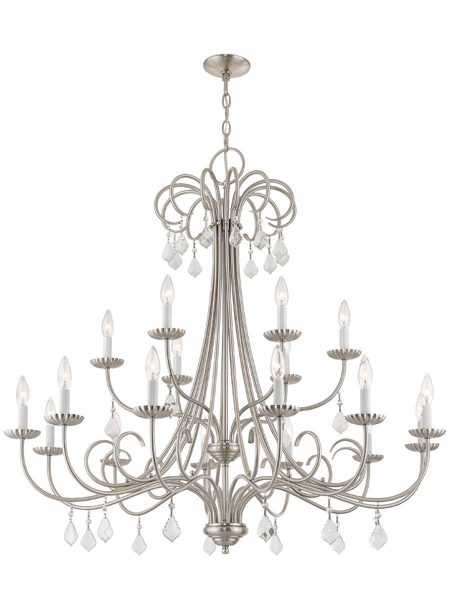 Livex Lighting Daphne Collection 18 Lt BN Foyer Chandelier in Brushed Nickel 40870-91