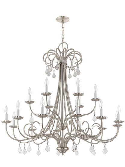 Livex Lighting Daphne Collection 18 Lt BN Foyer Chandelier in Brushed Nickel 40870-91