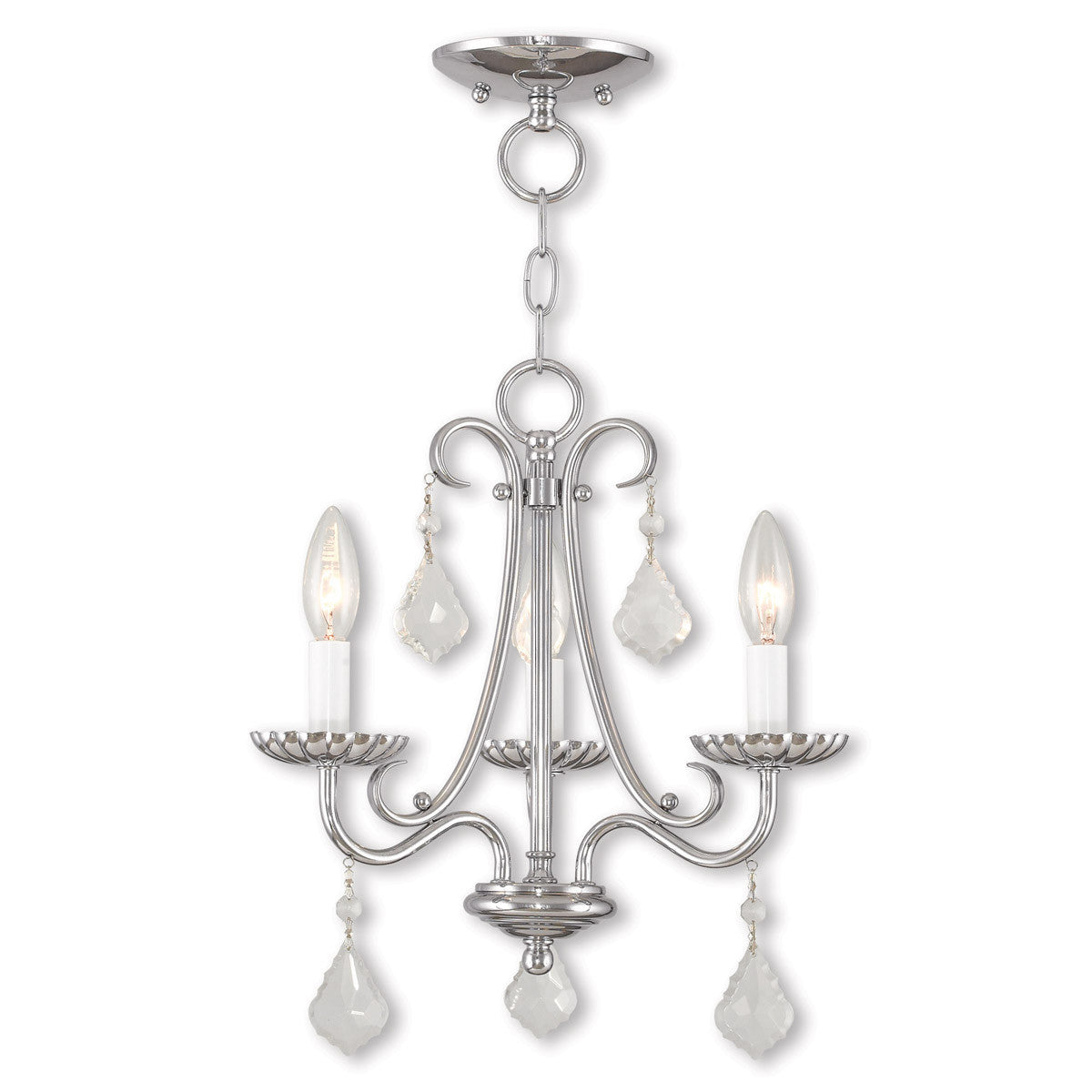 Livex Lighting Daphne Collection 3 Light Polished Chrome Mini Chandelier in Polished Chrome 40873-05