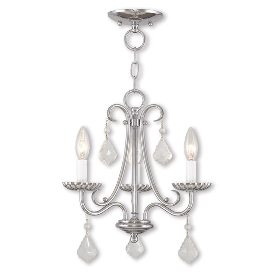 Livex Lighting Daphne Collection 3 Light Polished Chrome Mini Chandelier in Polished Chrome 40873-05