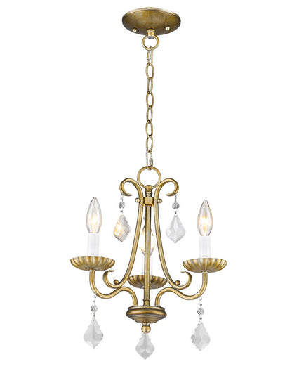 Livex Lighting Daphne Collection 3 Light AGL Mini Chandelier in Antique Gold Leaf 40873-48