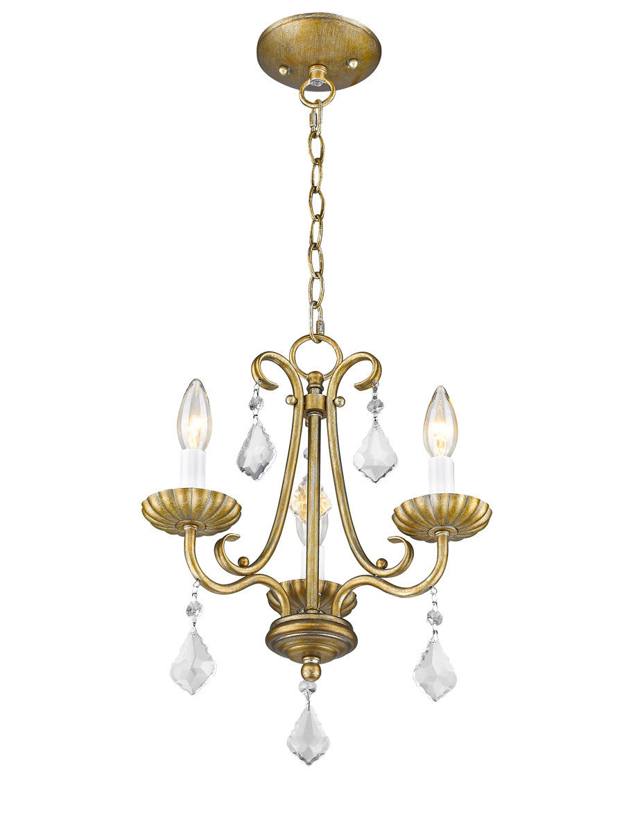 Livex Lighting Daphne Collection 3 Light AGL Mini Chandelier in Antique Gold Leaf 40873-48