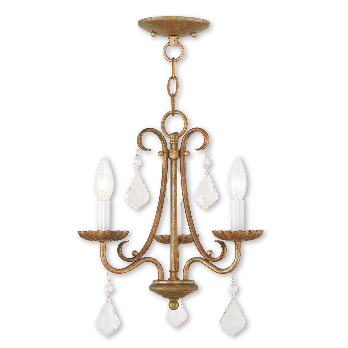 Livex Lighting Daphne Collection 3 Light AGL Mini Chandelier in Antique Gold Leaf 40873-48