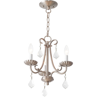 Livex Lighting Daphne Collection 3 Light Brushed Nickel Mini Chandelier in Brushed Nickel 40873-91