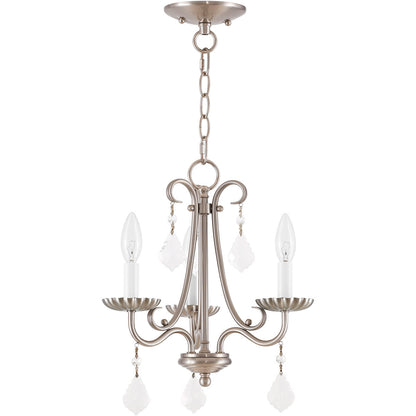 Livex Lighting Daphne Collection 3 Light Brushed Nickel Mini Chandelier in Brushed Nickel 40873-91