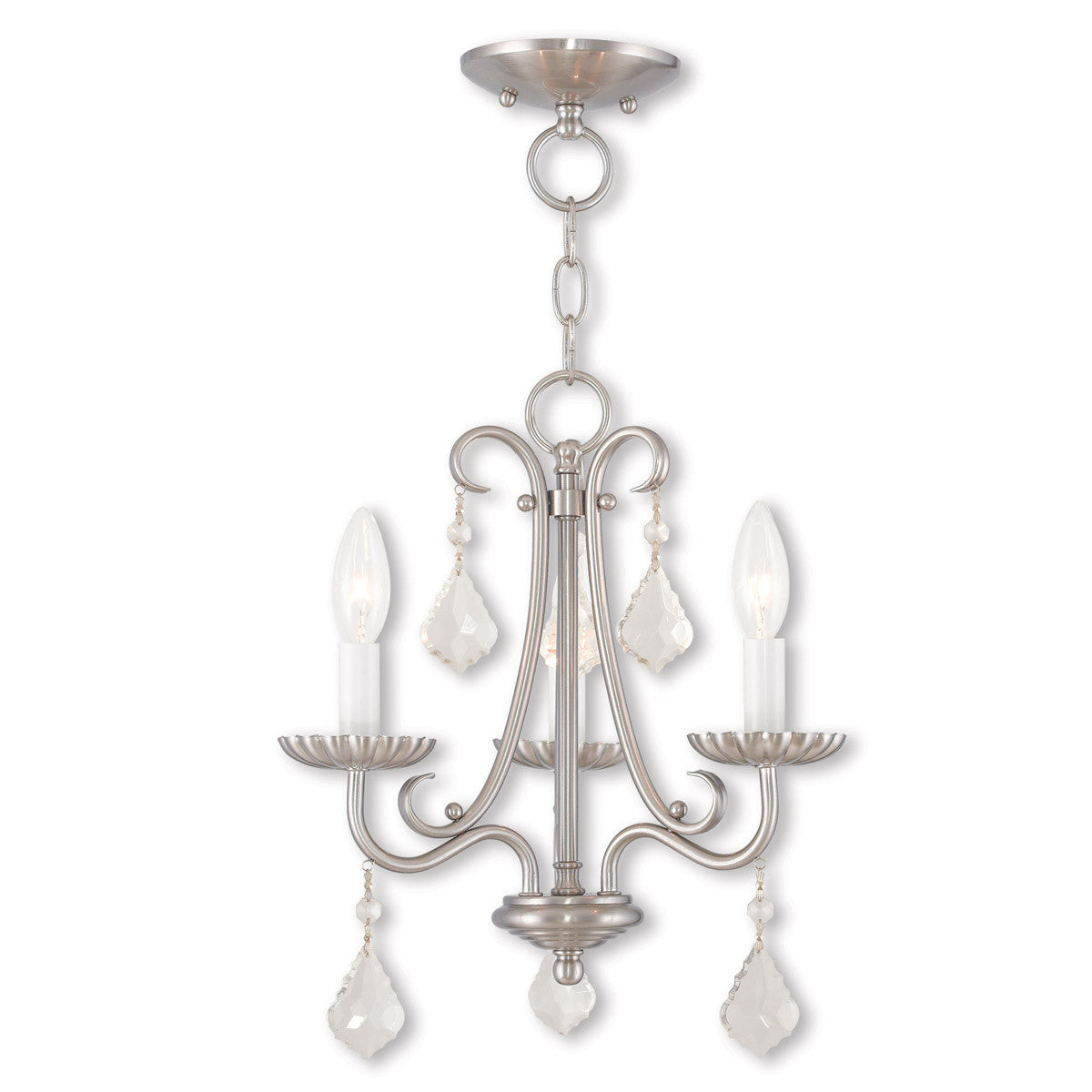 Livex Lighting Daphne Collection 3 Light Brushed Nickel Mini Chandelier in Brushed Nickel 40873-91