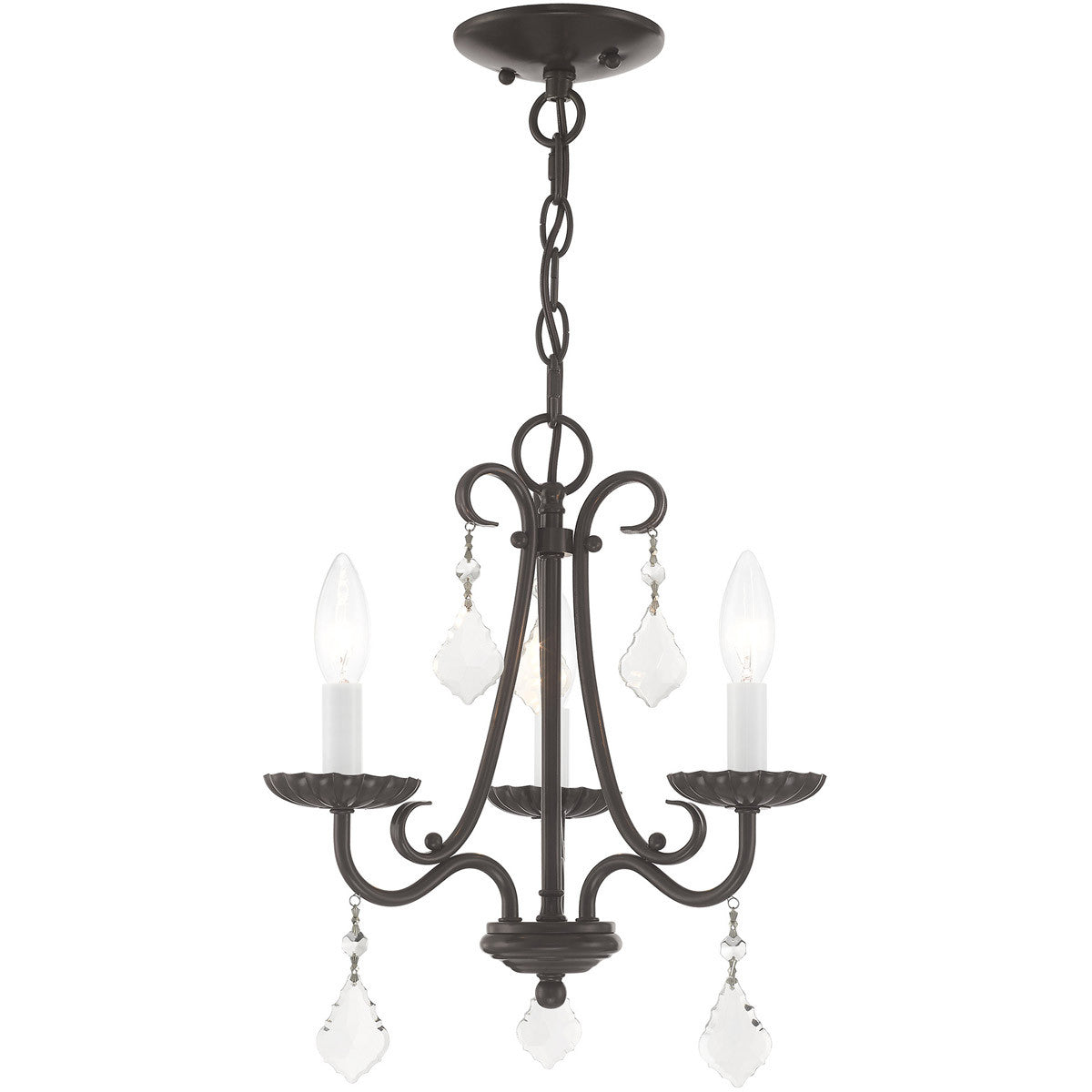 Livex Lighting Daphne Collection 3 Light English Bronze Mini Chandelier in English Bronze 40873-92