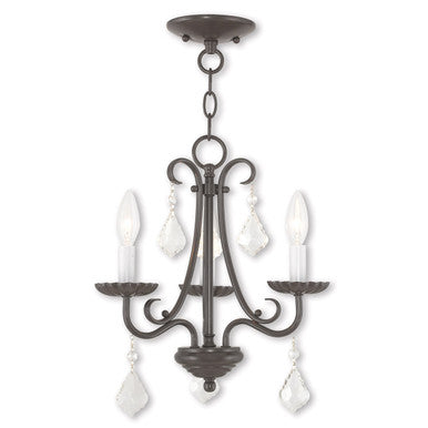 Livex Lighting Daphne Collection 3 Light English Bronze Mini Chandelier in English Bronze 40873-92