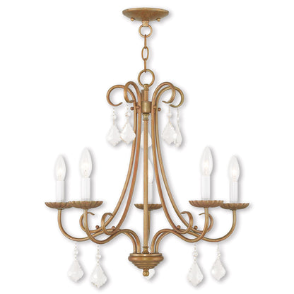 Livex Lighting Daphne Collection 5 Light Antique Gold Leaf Chandelier in Antique Gold Leaf 40875-48