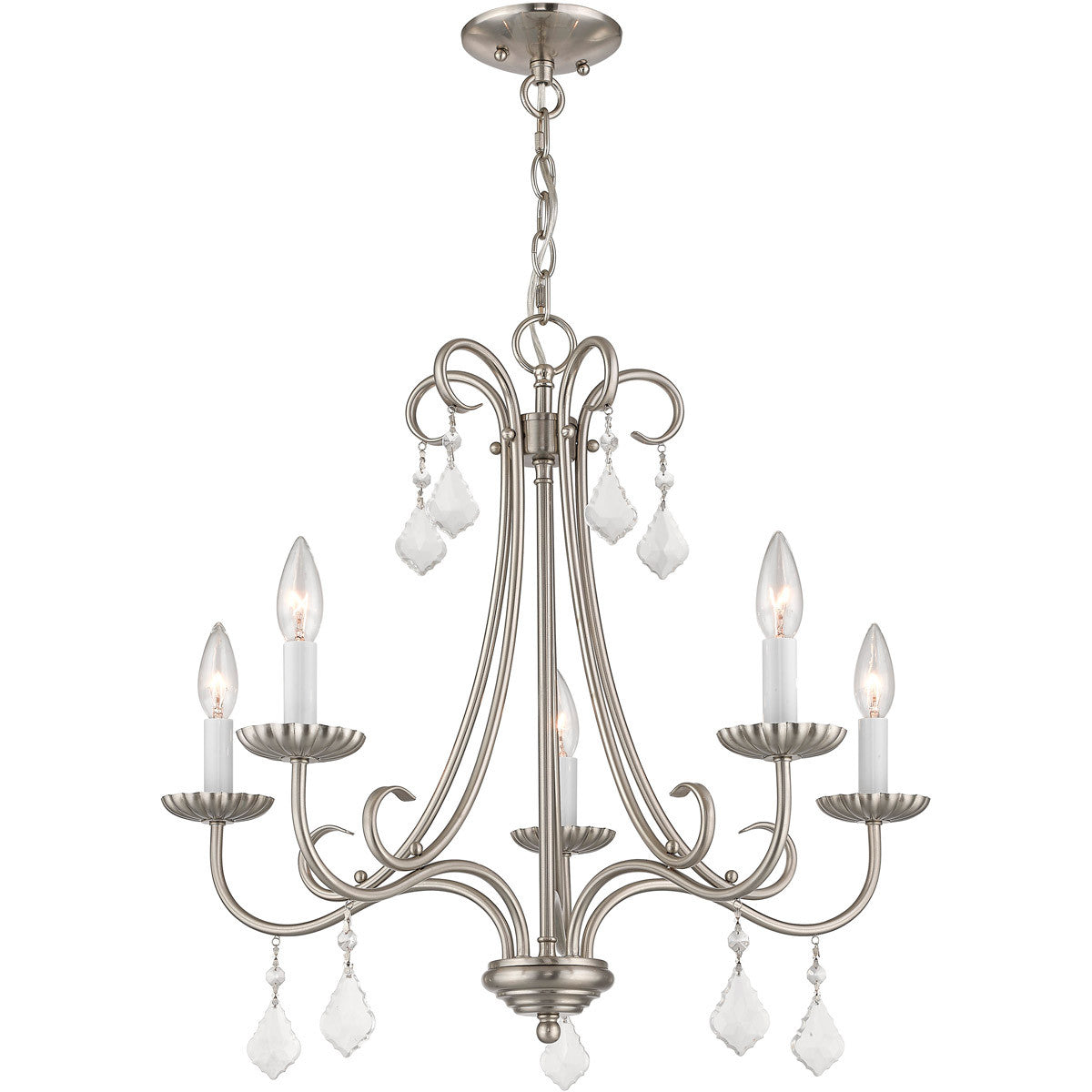 Livex Lighting Daphne Collection 5 Light Brushed Nickel Chandelier in Brushed Nickel 40875-91