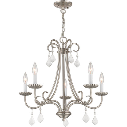 Livex Lighting Daphne Collection 5 Light Brushed Nickel Chandelier in Brushed Nickel 40875-91