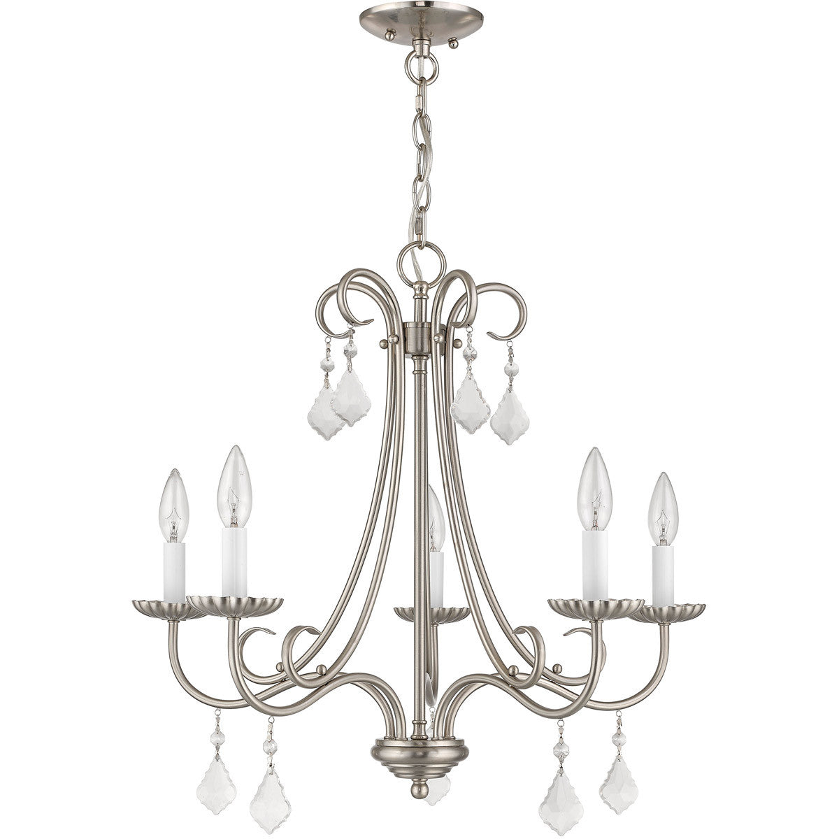 Livex Lighting Daphne Collection 5 Light Brushed Nickel Chandelier in Brushed Nickel 40875-91