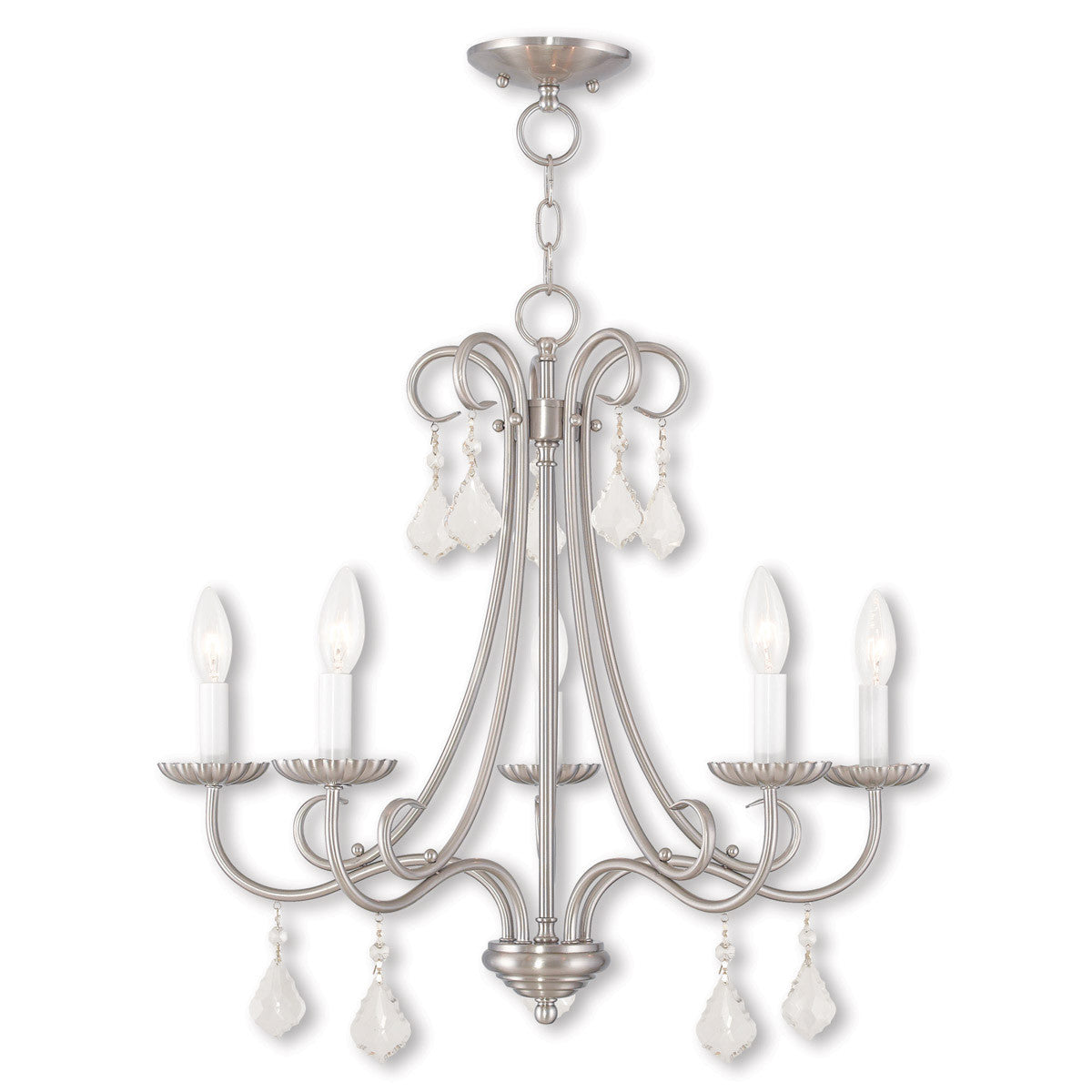 Livex Lighting Daphne Collection 5 Light Brushed Nickel Chandelier in Brushed Nickel 40875-91