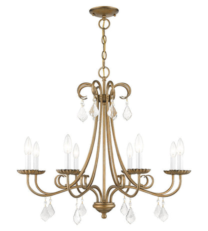 Livex Lighting Daphne Collection 8 Light Antique Gold Leaf Large Chandelier with Clear Crystals 40878-48