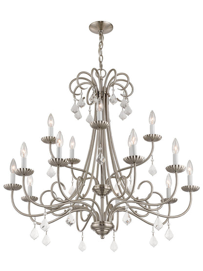 Livex Lighting Daphne Collection 15 Lt BN Foyer Chandelier in Brushed Nickel 40879-91